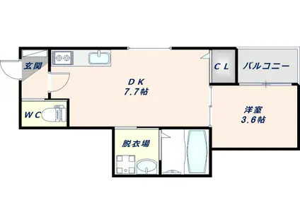 DEAR KINDAI(1DK/2階)の間取り写真