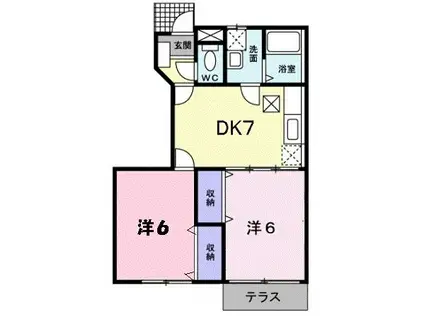 グリーンサイドヴィラ(2DK/1階)の間取り写真