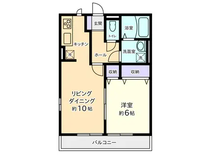 サウス SIDE II(1LDK/2階)の間取り写真