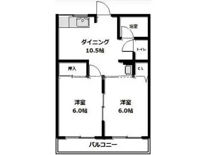 エステートピア C棟(2DK/2階)の間取り写真
