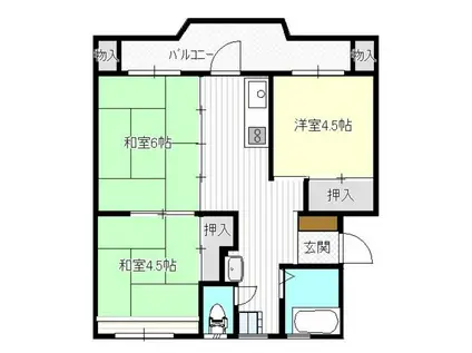 多の津団地7棟(3K/3階)の間取り写真