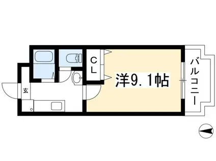 アステー洛北(1K/1階)の間取り写真