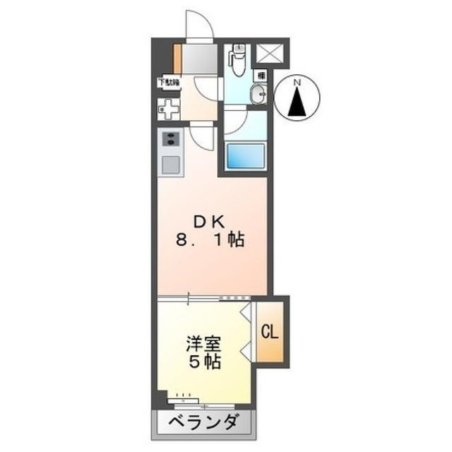 フィオーレ宇津木(1DK/3階)の間取り写真