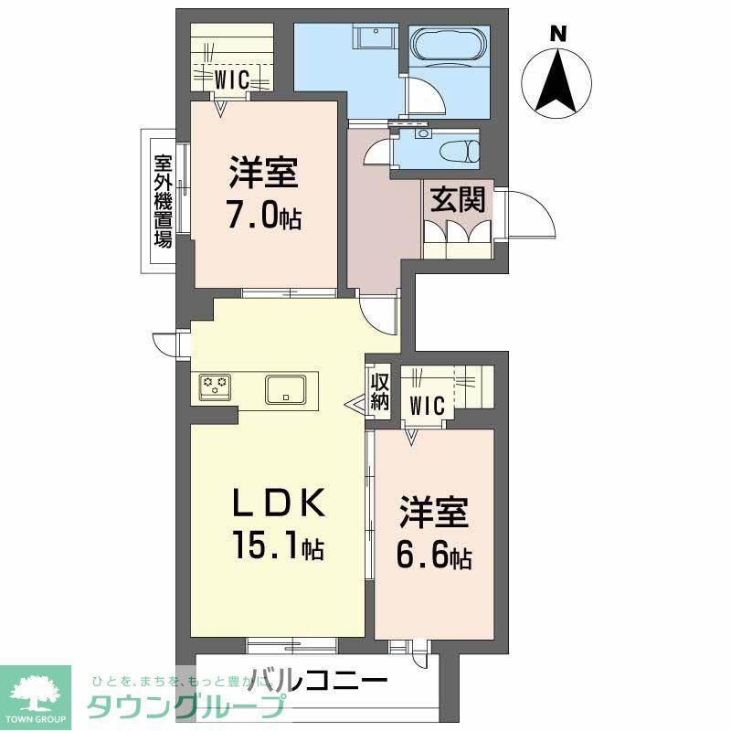 リラ グリシーヌ(2LDK/2階)の間取り写真
