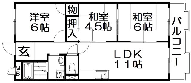 プランドールメゾン(3LDK/3階)の間取り写真