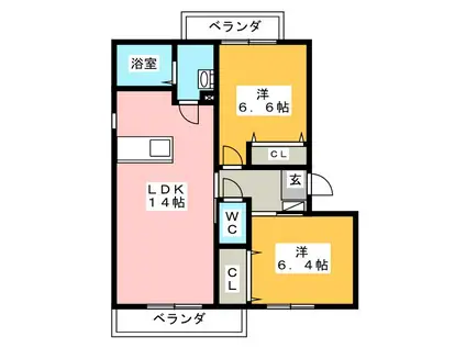 エルノルテ誠和C(2LDK/3階)の間取り写真