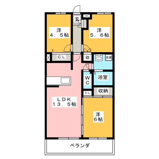 ファインコート本厚木(3LDK/2階)の間取り写真