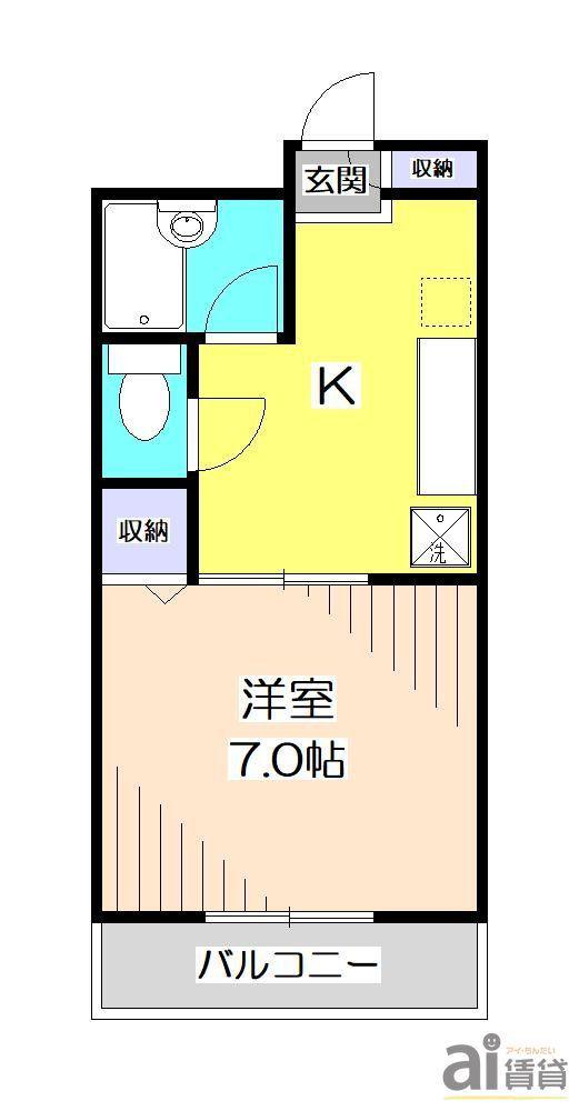 ベルハウス2番館(1K/2階)の間取り写真