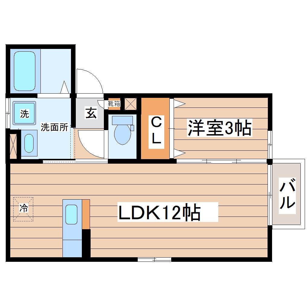 プレステージ長町(1LDK/2階)の間取り写真