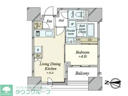 BRILLIA亀戸(1LDK/9階)の間取り写真