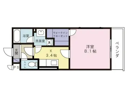 CHIVES(1K/2階)の間取り写真