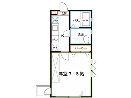 フルハウス(1K/2階)の間取り写真
