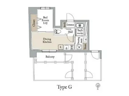 グランカーサ住吉III(1DK/7階)の間取り写真