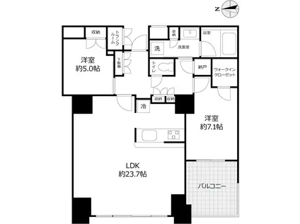 ワールドシティタワーズキャピタルタワー(2LDK/38階)の間取り写真