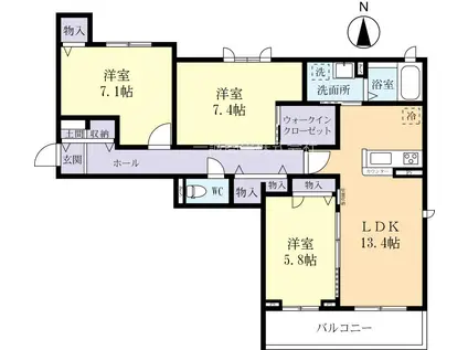 ロブステッラ ヴィータ(3LDK/2階)の間取り写真