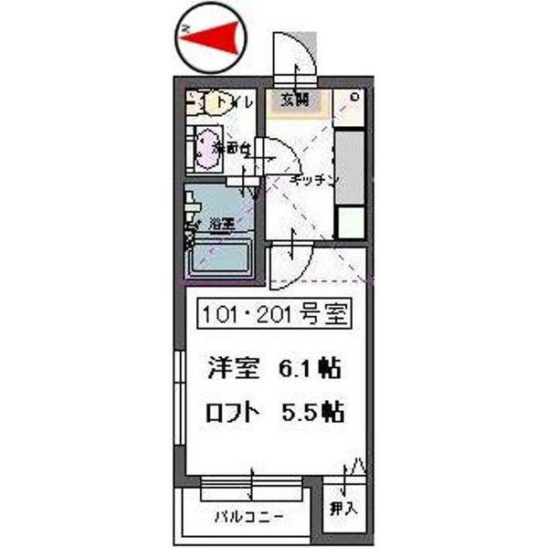 リシュール八乙女(1K/1階)の間取り写真