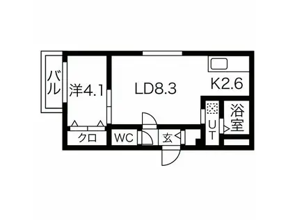 パティオ北21(1LDK/3階)の間取り写真