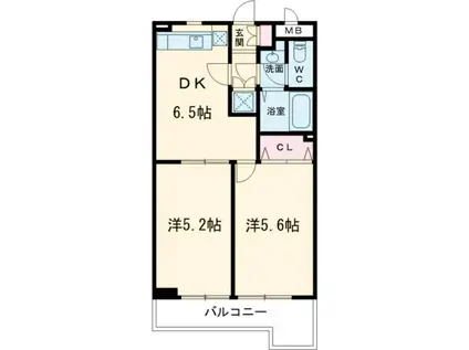 マック武蔵野台コート(2DK/5階)の間取り写真