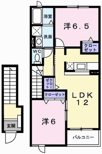アメニティII(2LDK/2階)の間取り写真