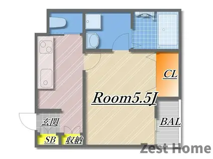 甲清マンション(1K/3階)の間取り写真