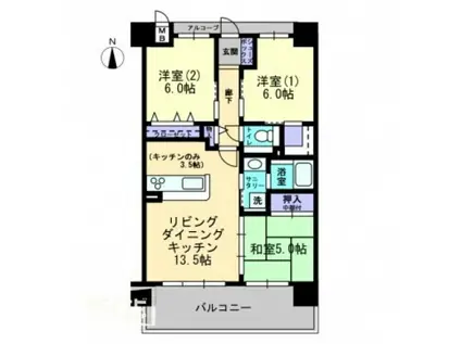 アルファライフ岡山駅南(3LDK/4階)の間取り写真