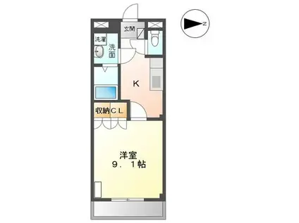 エルヴェ東小向II(1K/2階)の間取り写真