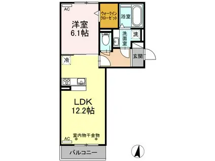 ラ フロレゾン B棟(1LDK/2階)の間取り写真