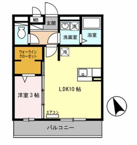 セジュール白浜 B棟(1LDK/2階)の間取り写真