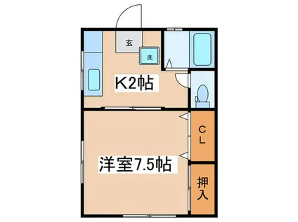 ガーデニア(1K/1階)の間取り写真