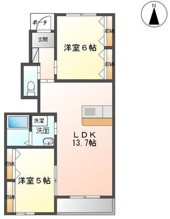 サンパレス・キワ(2LDK/1階)の間取り写真