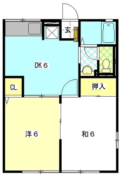 レトアI(2DK/1階)の間取り写真