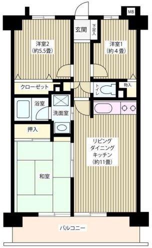 ヴェルデ武蔵野(3LDK/3階)の間取り写真