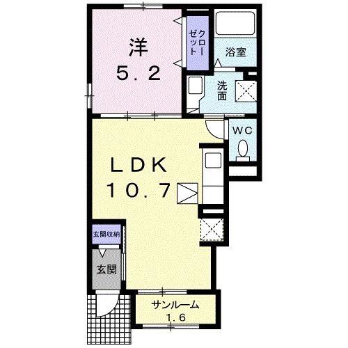 サニー・フレイズ(1LDK/1階)の間取り写真