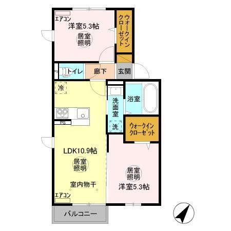 三の丸キャッスル B(2LDK/2階)の間取り写真