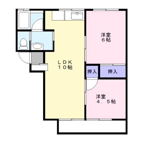 さくらハイツ大田原(2LDK/2階)の間取り写真