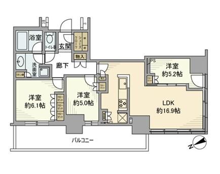 プラウドタワー小岩フロント(3LDK/15階)の間取り写真