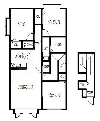 ルタンI(3LDK/2階)の間取り写真