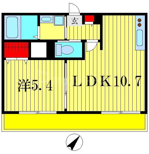 桜フラッツ(1LDK/3階)の間取り写真