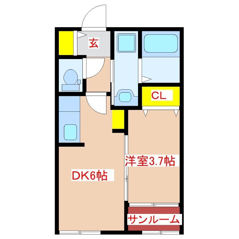 CRESC R-SIDE(1DK/1階)の間取り写真