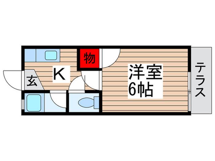 千裕ハイツ(1K/1階)の間取り写真