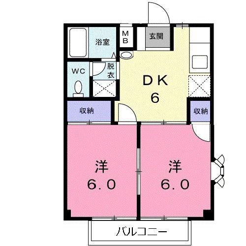セピアコートSATO(2DK/2階)の間取り写真