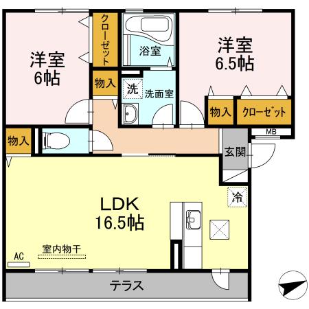 セジュールK(2LDK/1階)の間取り写真