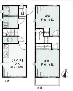 メゾンペジーブル(2DK/1階)の間取り写真