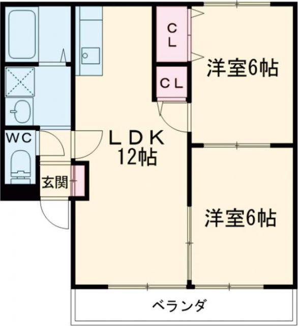 フルーレ(2LDK/1階)の間取り写真