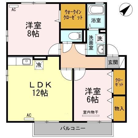 セジュールプルミエA棟(2LDK/2階)の間取り写真