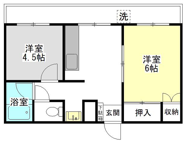 パレス神栖(2DK/3階)の間取り写真