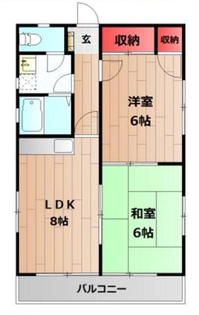 メゾン ドゥ ヴェールII(2LDK/2階)の間取り写真