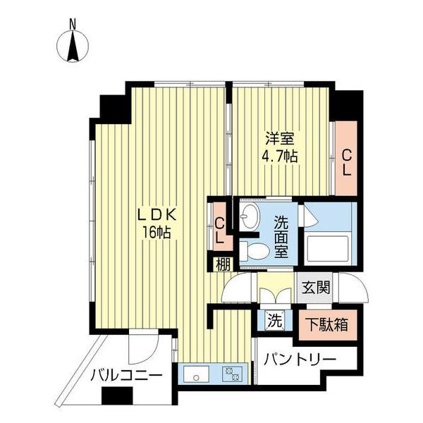 YZ MAHOROBA(1LDK/8階)の間取り写真