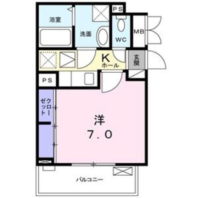 COCORO(1K/1階)の間取り写真