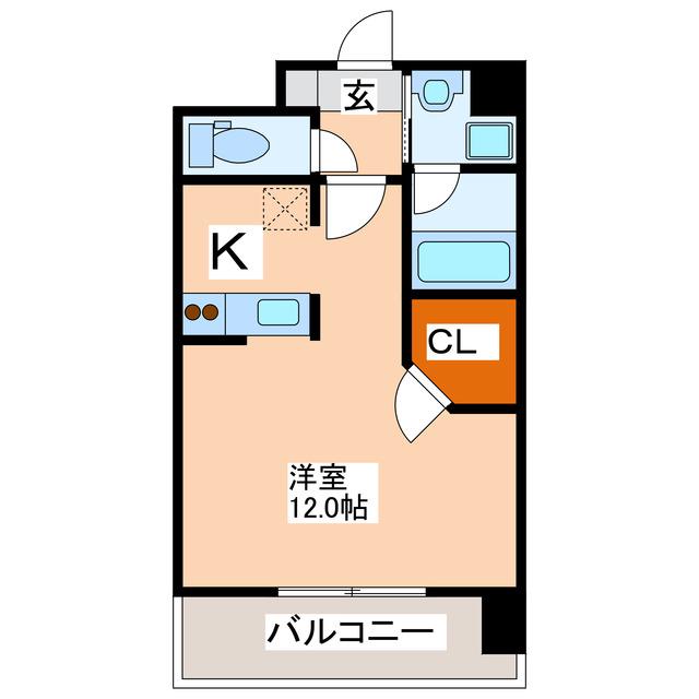 フルール南熊本(ワンルーム/5階)の間取り写真